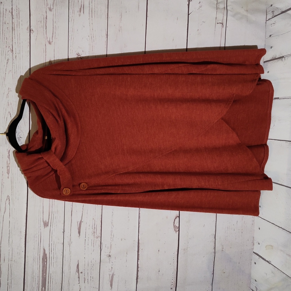 Long Sleeve Cowl Neck Sweater with Button Details - Plus Size Cowl Neck